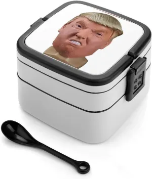 US Presidential Officials Bento Box Leak-Proof Double Layered Lunch Containers with Spoons And Invisible Handle, Portable Lunch Boxes for Work Picnic Travel