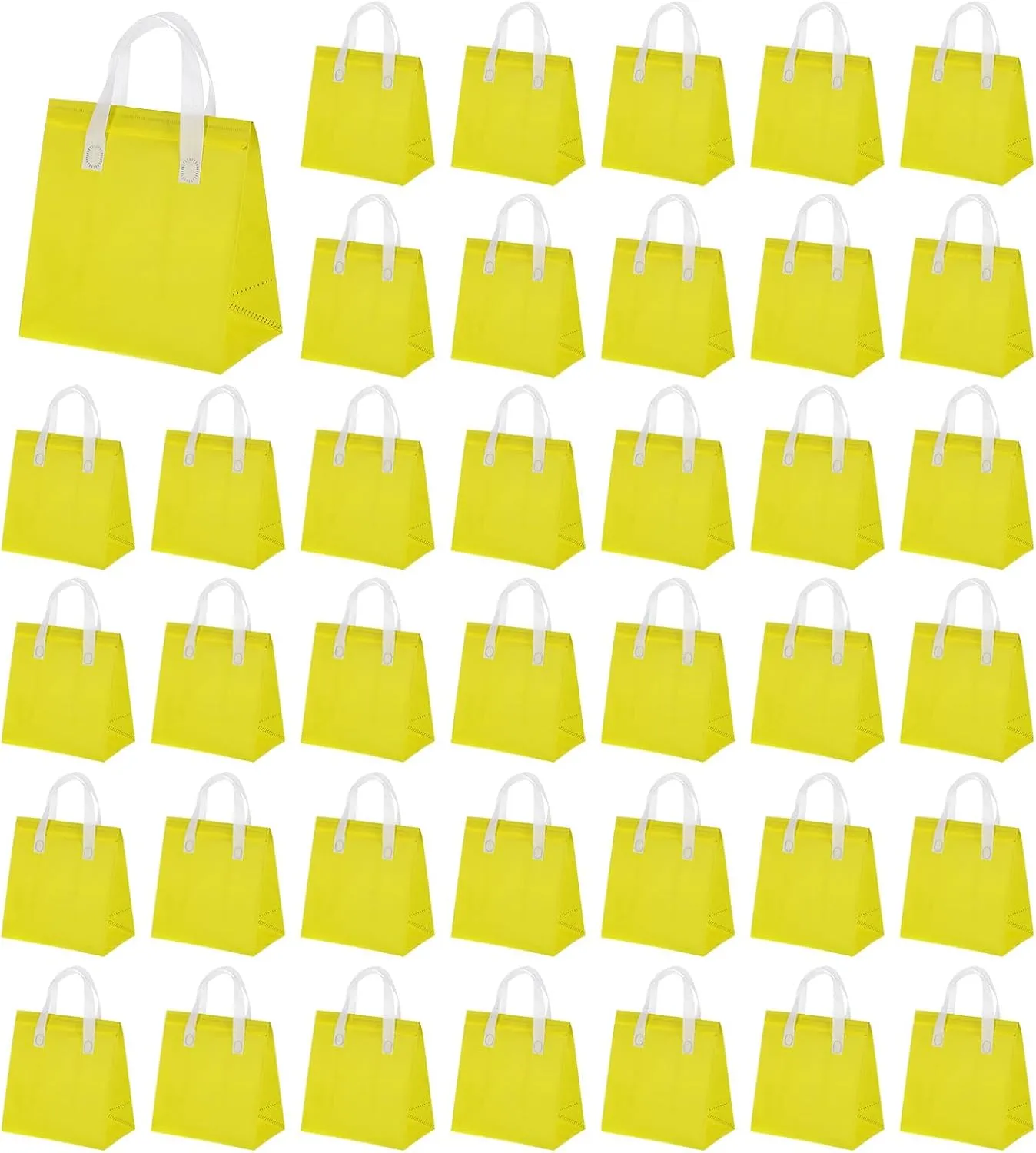uxcell 100pcs Insulated Take Out Bags, 9.4" x 5.9" x 10.2" Insulated Take Away Bags Thermal Disposable Lunch Bags Disposable Cooler Bags for Hot Cold Food Catering Grocery Picnic Yellow