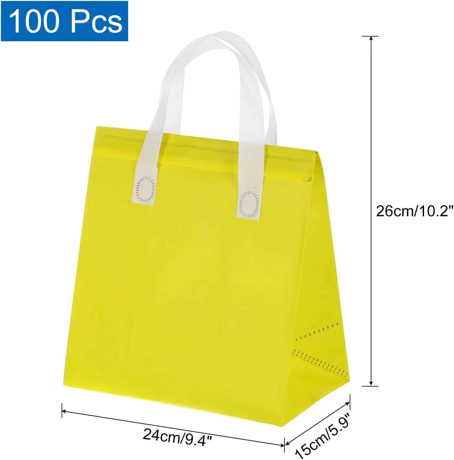 uxcell 100pcs Insulated Take Out Bags, 9.4" x 5.9" x 10.2" Insulated Take Away Bags Thermal Disposable Lunch Bags Disposable Cooler Bags for Hot Cold Food Catering Grocery Picnic Yellow