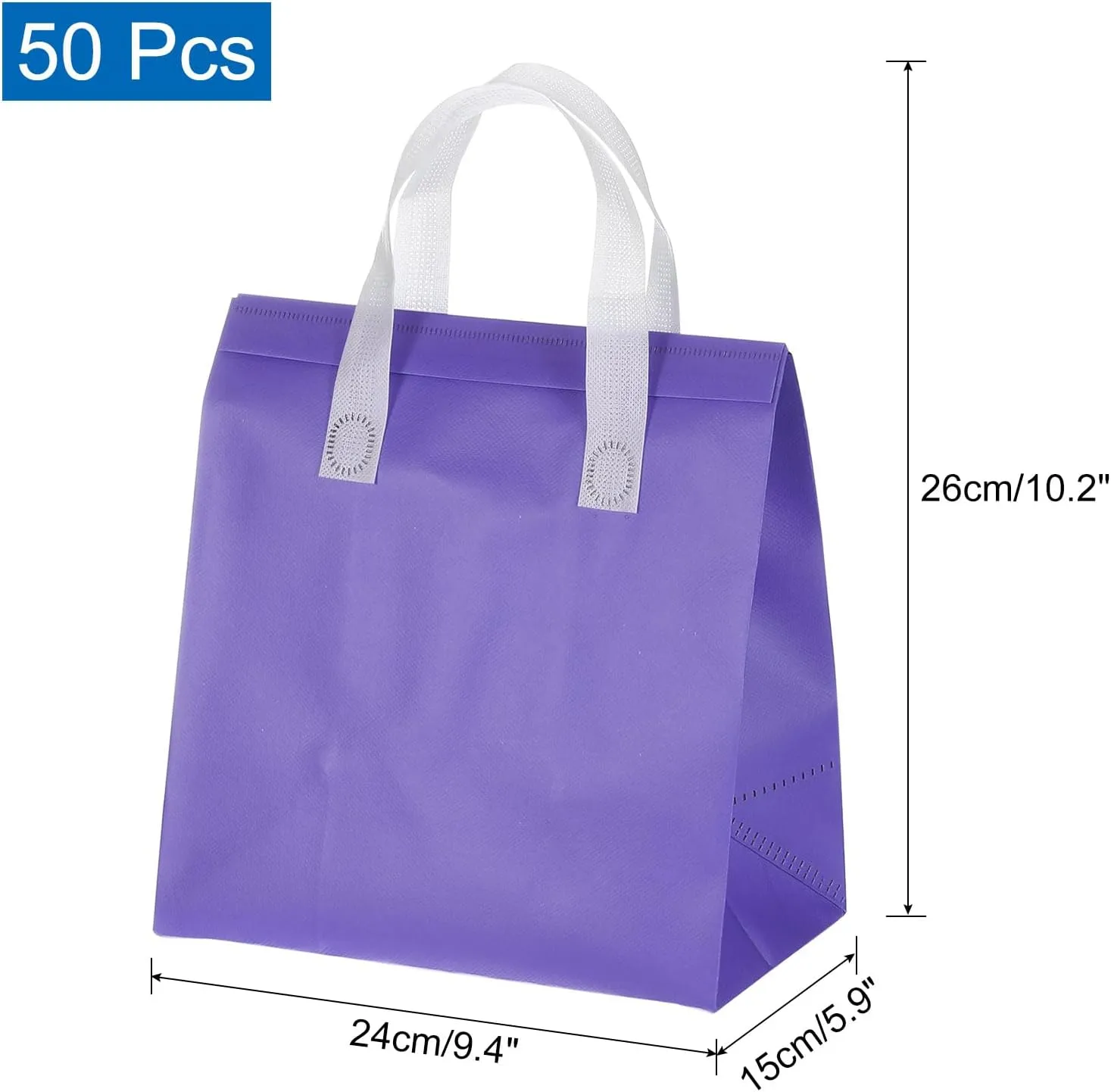 uxcell 50pcs Insulated Take Out Bags, 9.4" x 5.9" x 10.2" Insulated Take Away Bags Thermal Disposable Lunch Bags Disposable Cooler Bags for Hot Cold Food Catering Grocery Picnic Purple