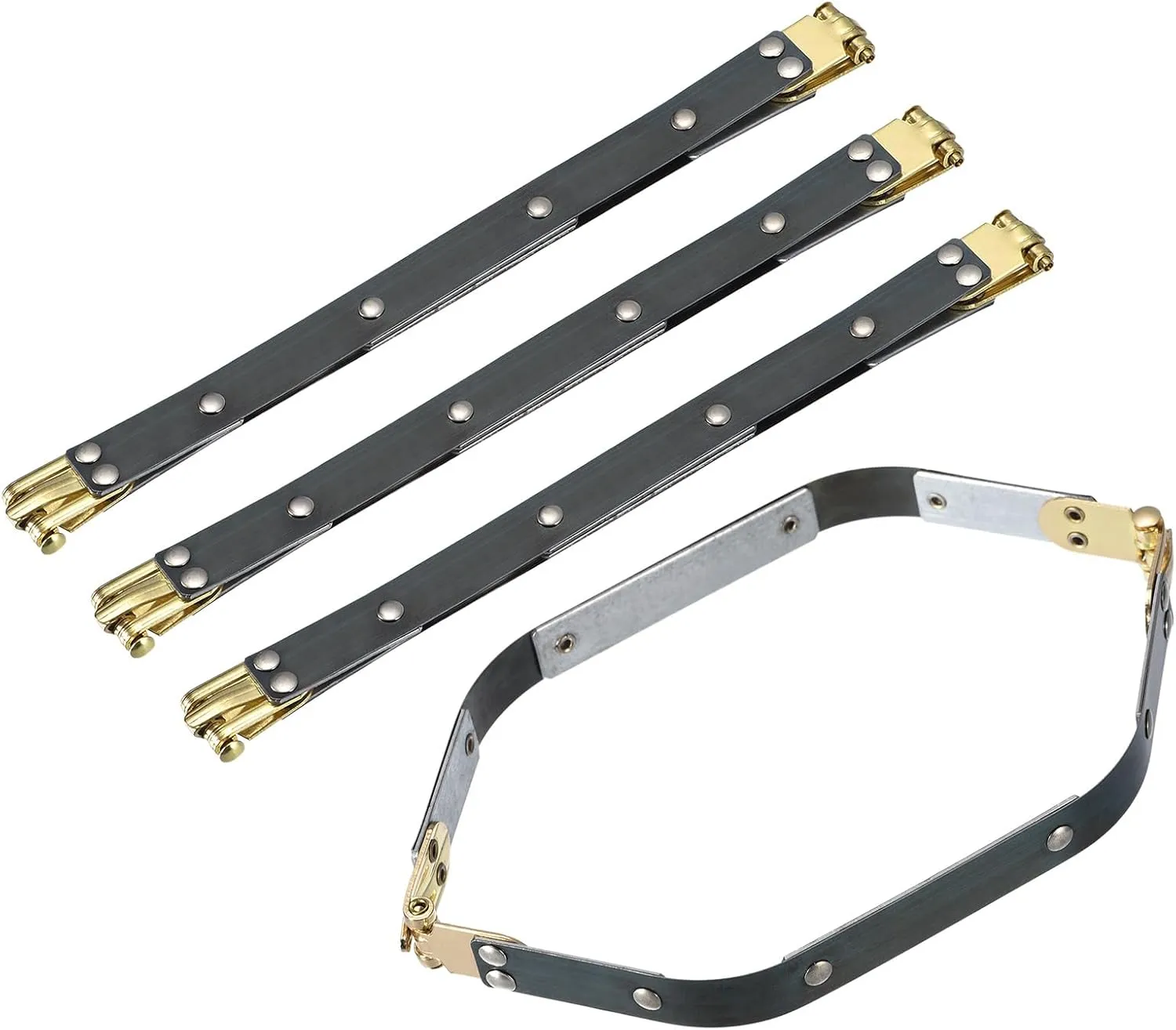 uxcell Metal Internal Flex Frames, 4Pcs 9.84"x0.55" Hexagon Lock Frame Kiss Lock Clasp Bag Frame Hardware Replacements for DIY Purse Handle Bag Making Sewing Craft Carpet