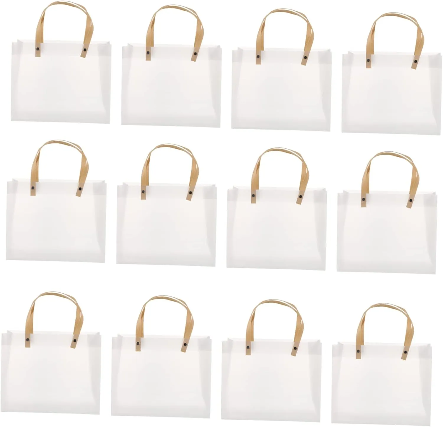 Vaguelly 12pcs Frosted Transparent present Bags with Durable Strap Handles Elegant Souvenir Tote for Weddings Events and Shopping Wrinkle Resistant Design
