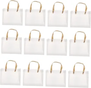 Vaguelly 12pcs Frosted Transparent present Bags with Durable Strap Handles Elegant Souvenir Tote for Weddings Events and Shopping Wrinkle Resistant Design
