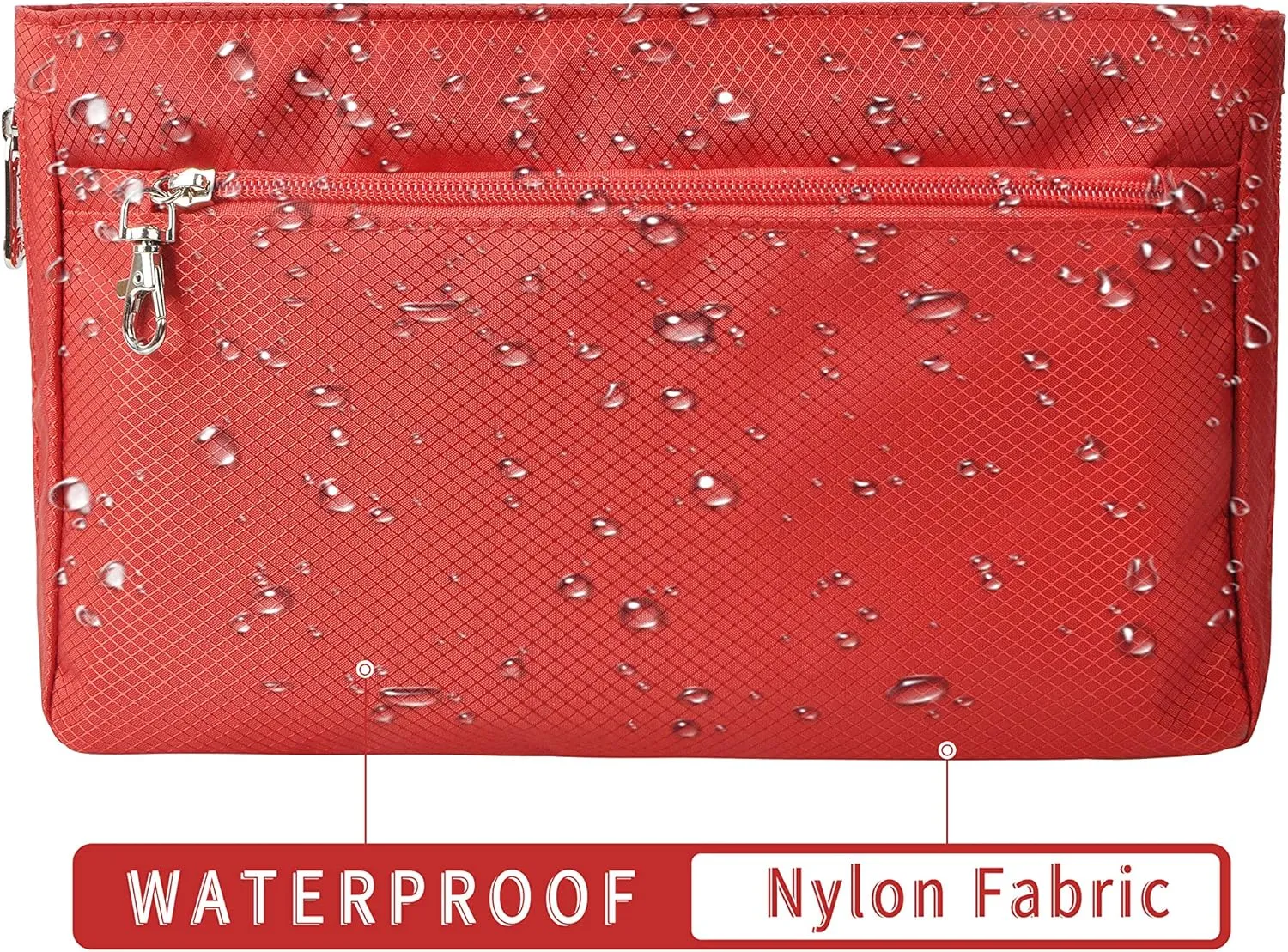 Vercord Expandable Nylon Handbag Purse Organizer Insert Liner Shaper Bag in Bag Red Medium