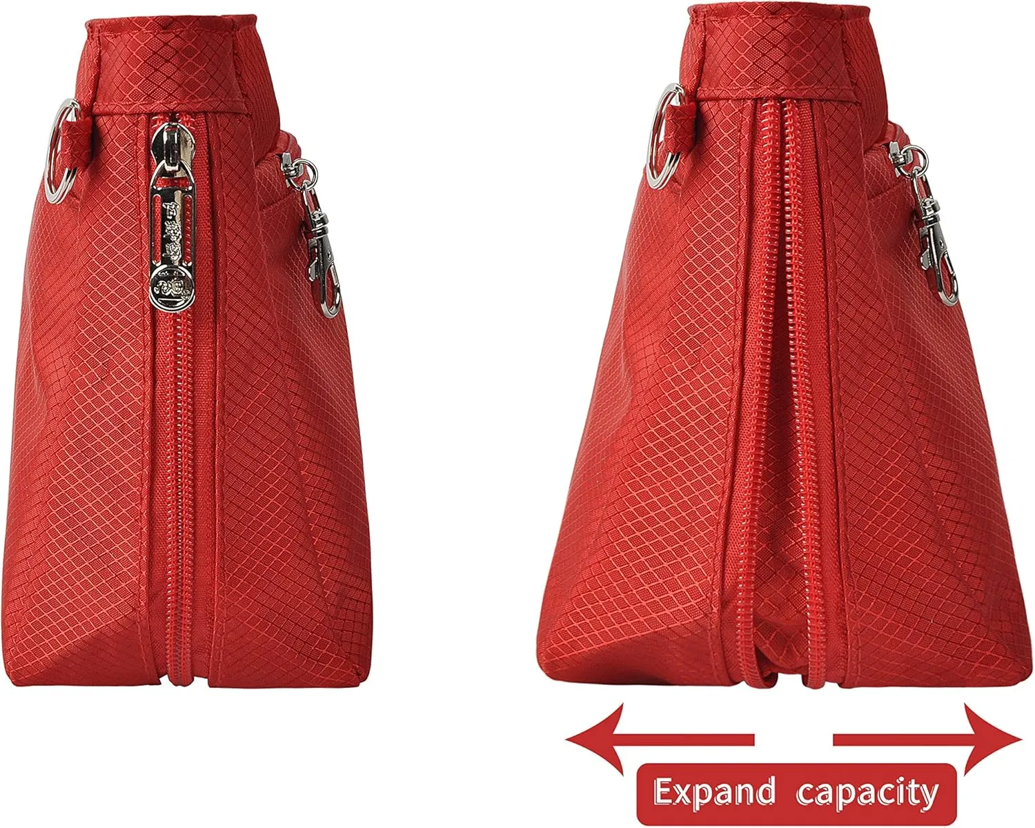 Vercord Expandable Nylon Handbag Purse Organizer Insert Liner Shaper Bag in Bag Red Medium