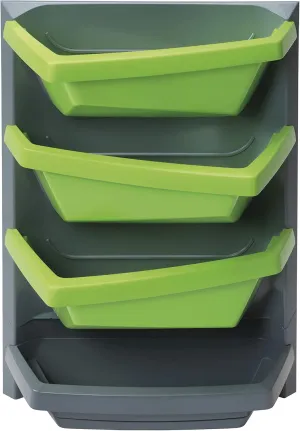 Vertical Garden 20130 Basic Element Titanium/Lime with 3 Plant Bowls, Waterproof Back Panel, Suitable for Balcony and Patio, Flower Bed, Wall Mounting,