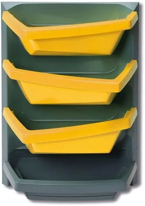 Vertical Garden Plastic Square Base Set Titanium Saffron Yellow Flower Pots