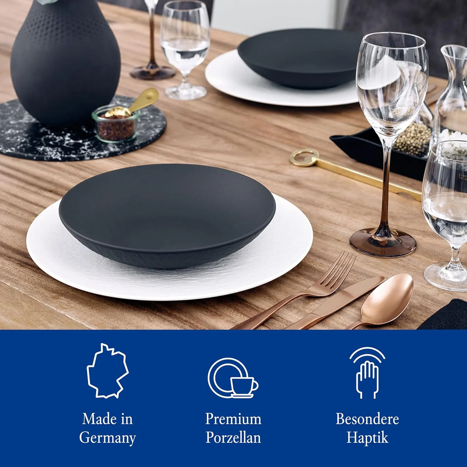 Villeroy & Boch Manufacture Rock Pasta Bowl, 9.5 in, Premium Porcelain, Gray