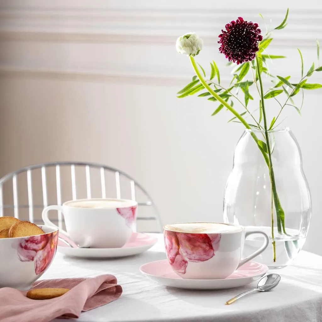 Villeroy & Boch Rose Garden Bowl, 5.5 in, Premium Porcelain, Made in Germany, White/Pink