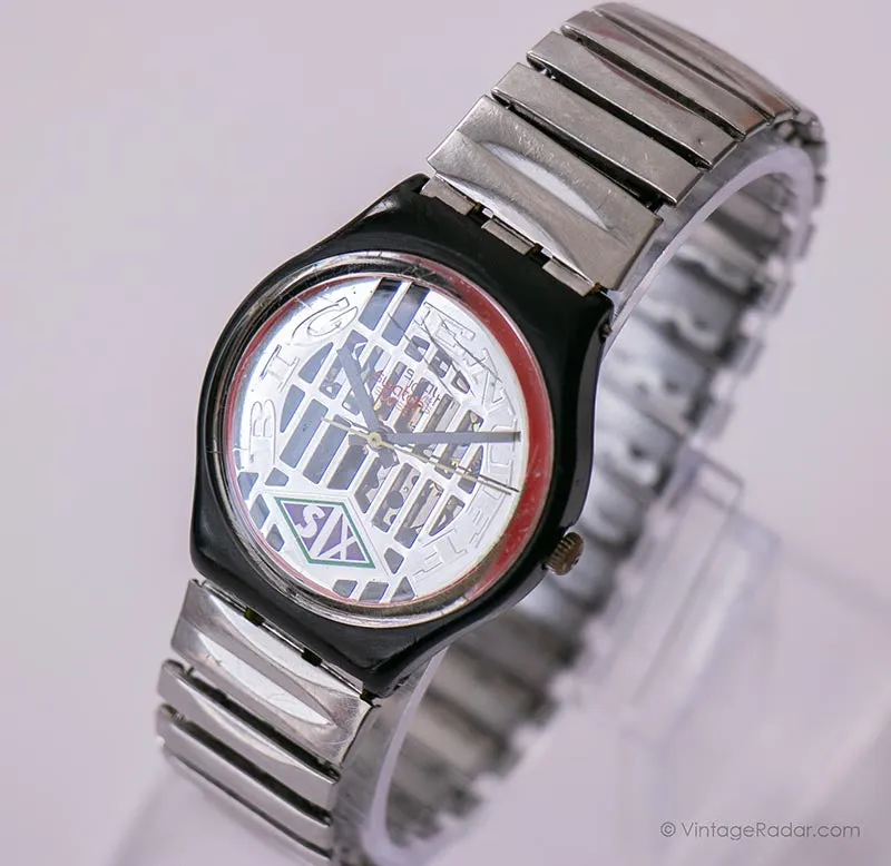 Vintage 1993 Swatch GB151 BIG ENUFF Watch with Skeletonized Dial