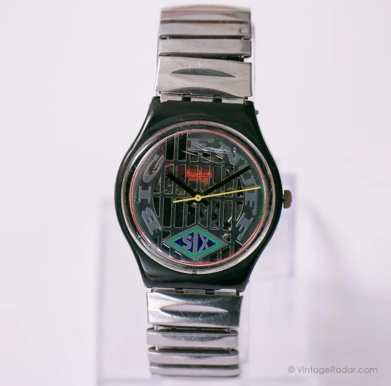 Vintage 1993 Swatch GB151 BIG ENUFF Watch with Skeletonized Dial