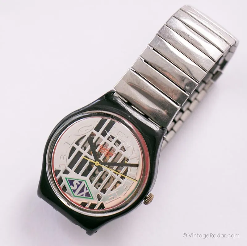 Vintage 1993 Swatch GB151 BIG ENUFF Watch with Skeletonized Dial