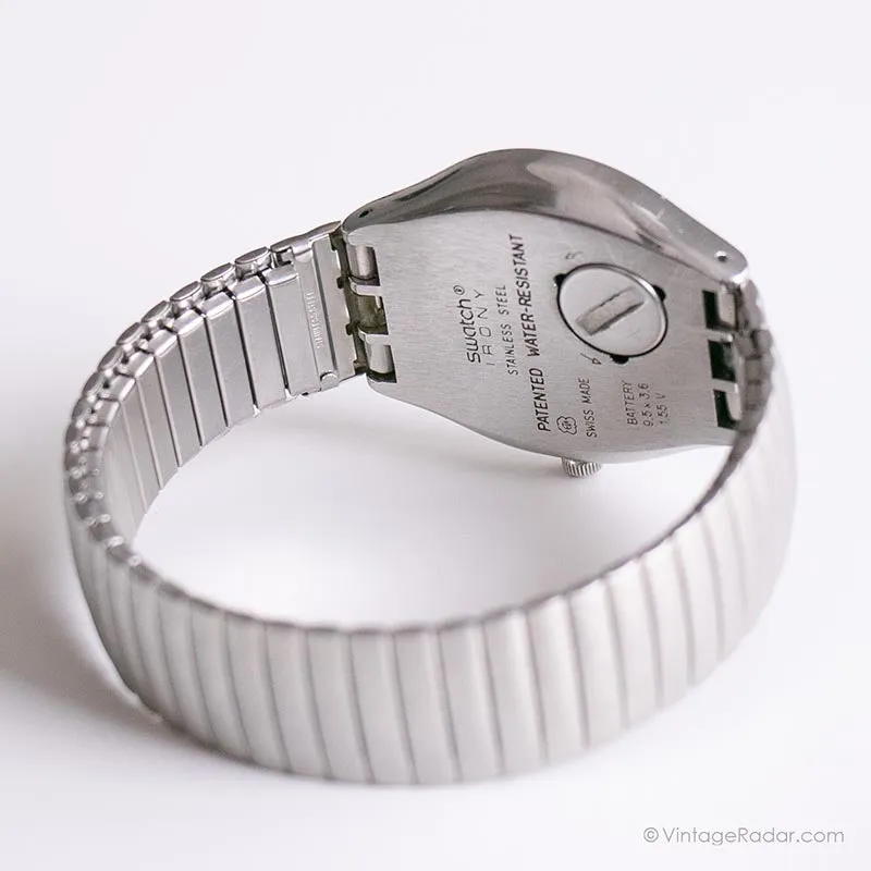 Vintage 1996 Swatch YGS407 BLACK OROBKA Watch | 90s Silver-tone Swatch