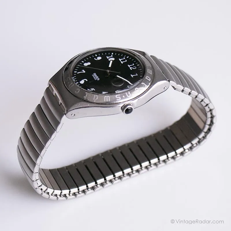 Vintage 1996 Swatch YGS407 BLACK OROBKA Watch | 90s Silver-tone Swatch