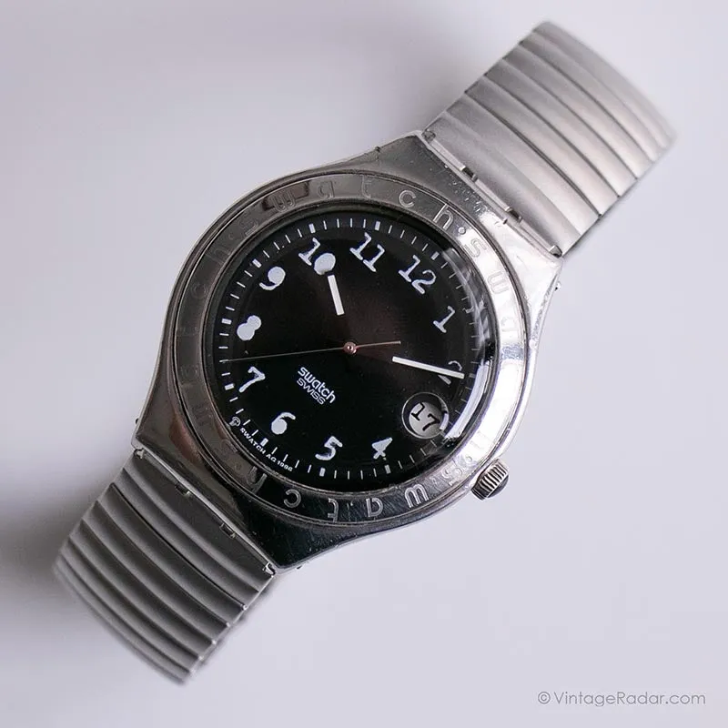 Vintage 1996 Swatch YGS407 BLACK OROBKA Watch | 90s Silver-tone Swatch