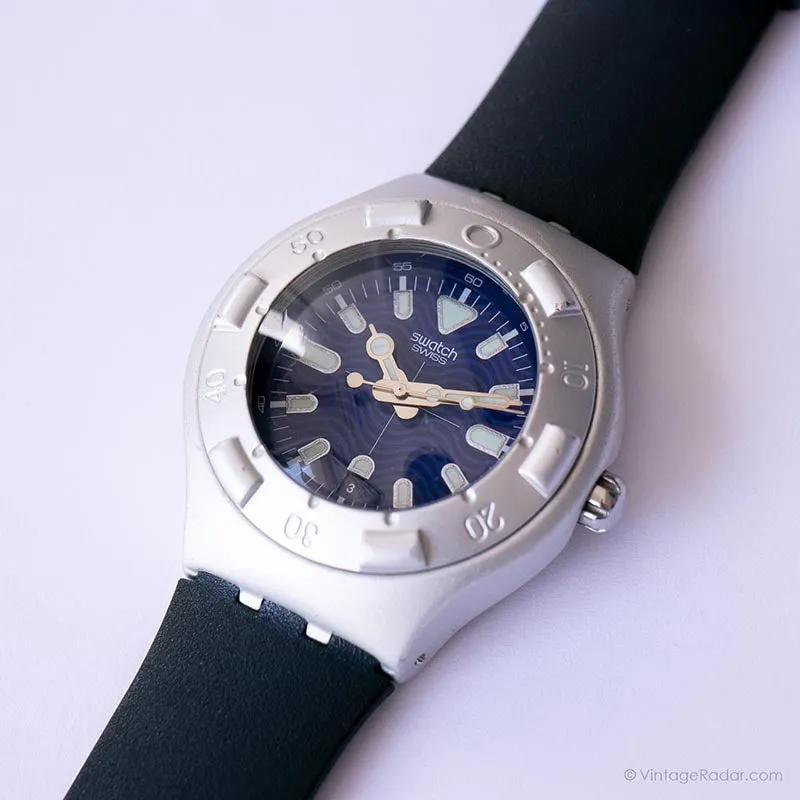 Vintage 2002 Swatch YDS4015 OPAH BLUE Watch | Silver-tone Irony Scuba