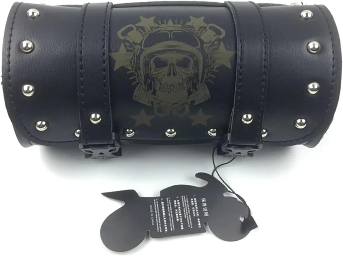 Vintage Brown Black Universal Motorcycle Saddle Bags PU Leather Side Tool Tail Luggage Bags for Harley Honda Suzuki Kawasaki (Black)