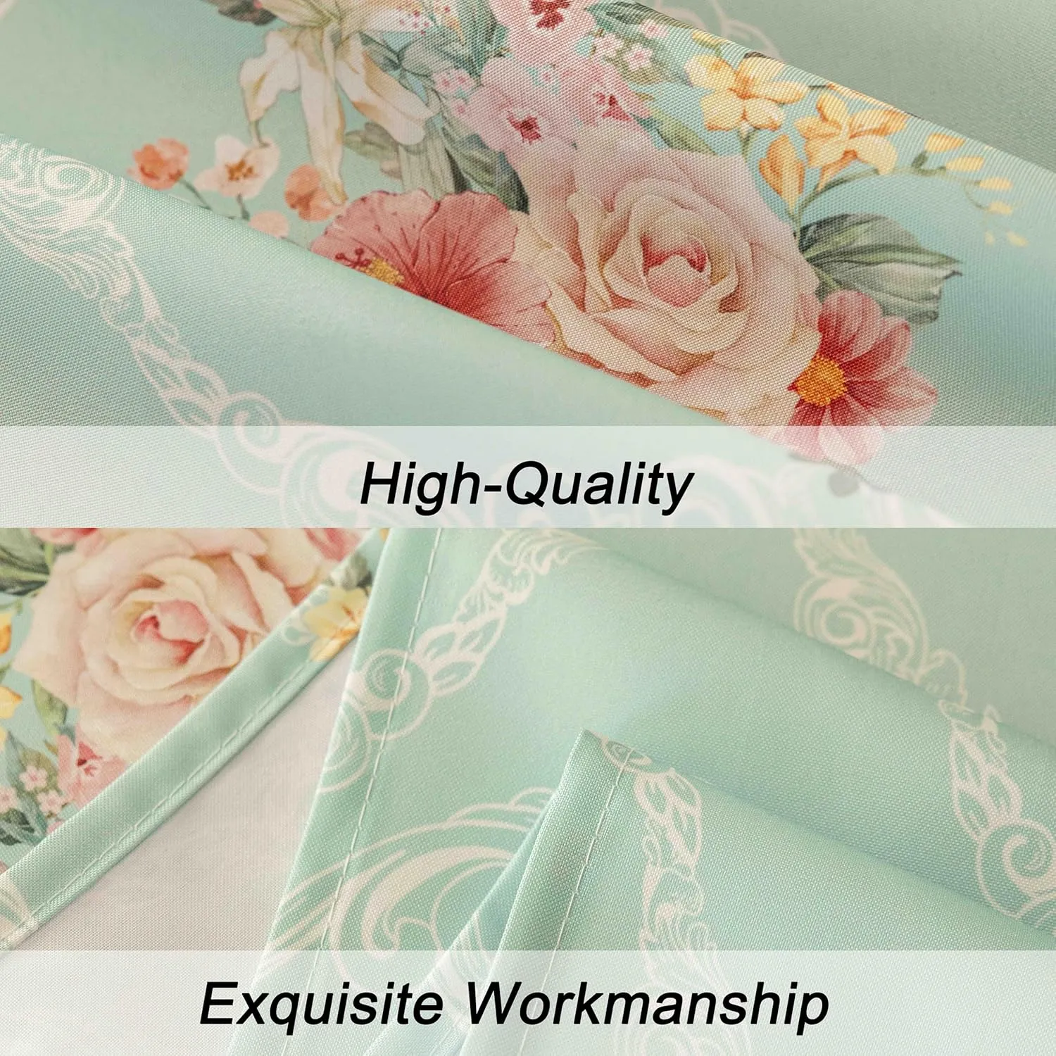 Vintage Floral Rectangle Tablecloth Shabby Chic Flower Table Cloth Spring Table Cover Waterproof for Dinner Kitchen Picnic, Mint Green, 60x84 Inches