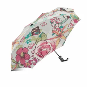Vintage flower pattern Umbrella Automatic Foldable with totes