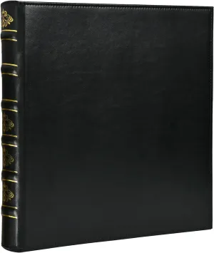 Vintage Hardback 3 Ring Binder 1 Inch, Professional Leather Binder 3 Ring, Three Ring Binders Fits 8.5" x 11", D Ring Binders for Photo Album, Home, School and Office Supplies- Black