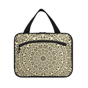 Vintage Kaleidoscope Mandala Floral Flower Tribal Ethnic Motifs 1 PC Hanging Travel Wash bag with Handles, Portable Makeup Organizer Brush Storage Case Portable Travel Cosmetic with Hook M