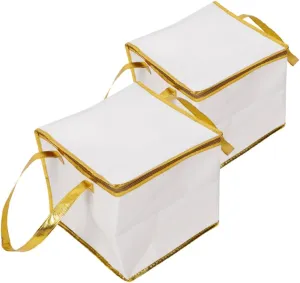 VOSAREA 2pcs Insulated Cake Carrying Bags Non Woven Thermal Shopping Tote for Groceries Collapsible Cooler Bag for Parties and Takeout Keeps Desserts Fresh and Warm