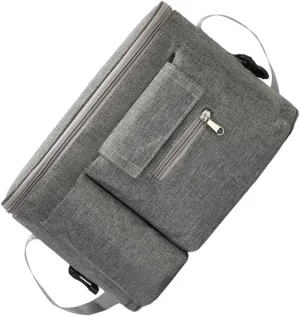 Wakauto Multi Functional Supply Pouch for Stroller Handlebar Grey Nappy Storage Organizer with Independent Tissue Bottle Bag for Commuting and Essentials Storage