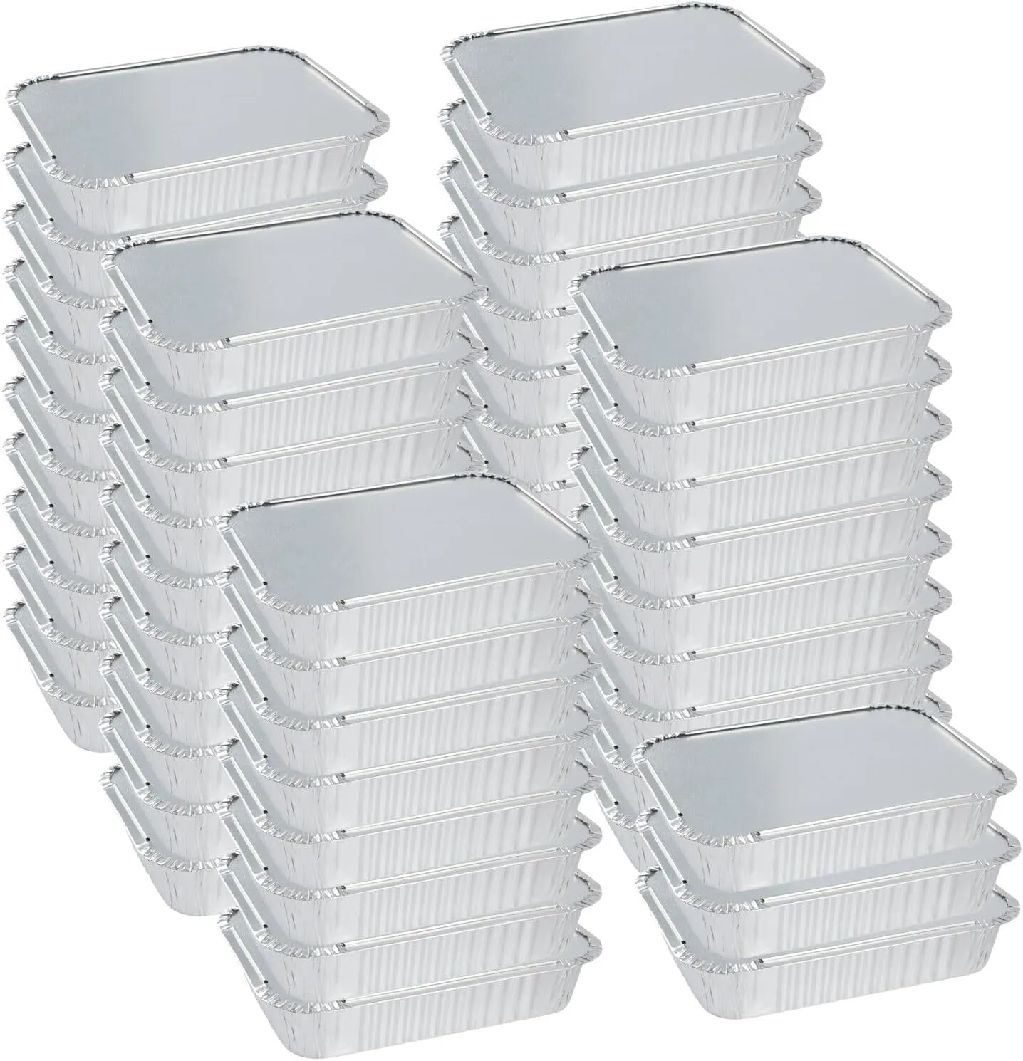 WANBAO 50 PACK 8.3"x6.2" Disposable Tin Foil Pans with Lids 2.25LB Aluminum Pans To Go Containers for Cooking, Baking, Catering Party Meal Prep, Take Out, Freeze