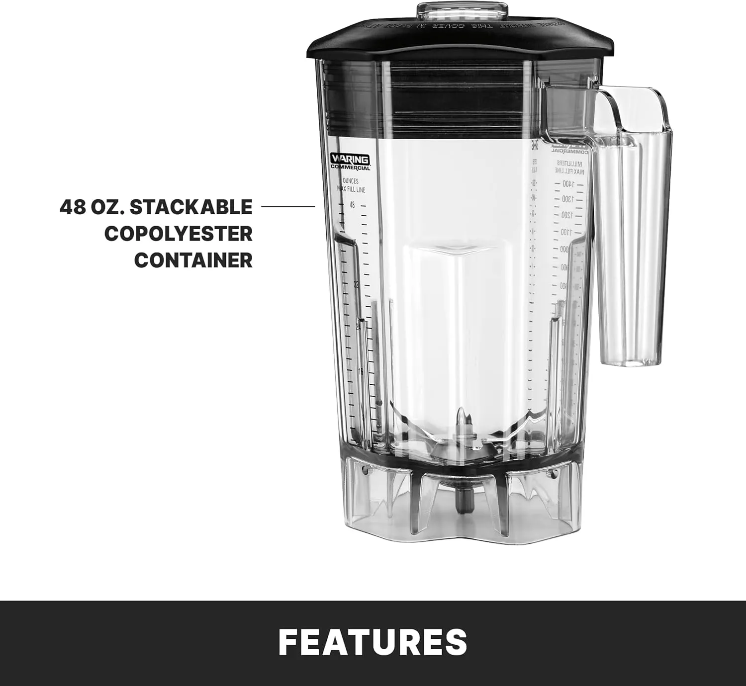 Waring Commercial TBB175 Variable Speed Control Countertop Blender, 9.13 x 11.5 x 15.75 inches, Black