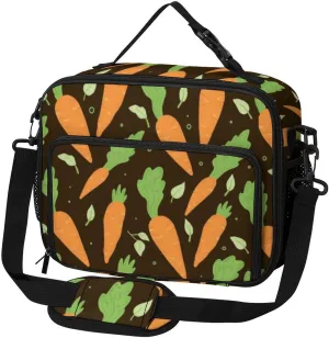 Watercolor Carrots Print Lunch Bag Insulated Lunch Tote Shoulder Bag for Men Women Work Travel Picnic