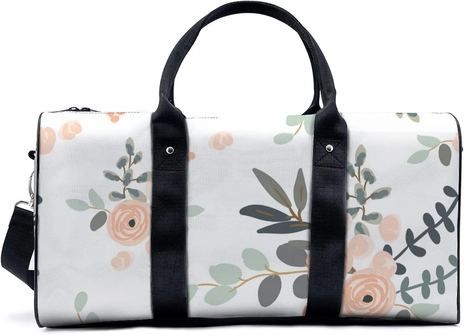 Watercolor Flower Illustration Duffel Bag Travel Yoga Camping Gym Shoulder Bags Sports Handbag Lightweight canvas Tote Bag Holdall for Men Women