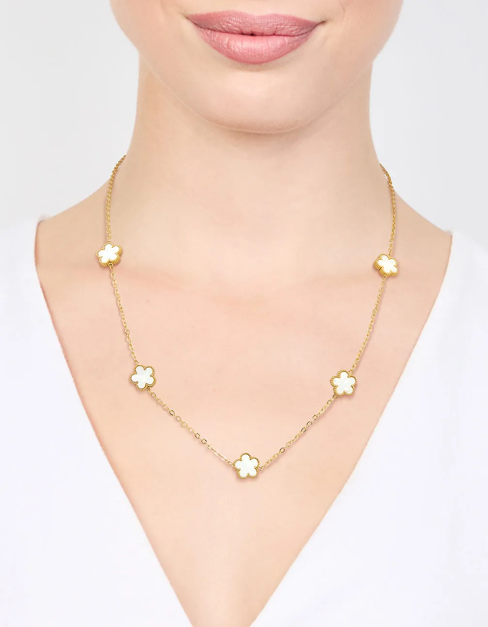 Waterproof Gold Plated Stainless Shell Petal Flower Pendant Necklace