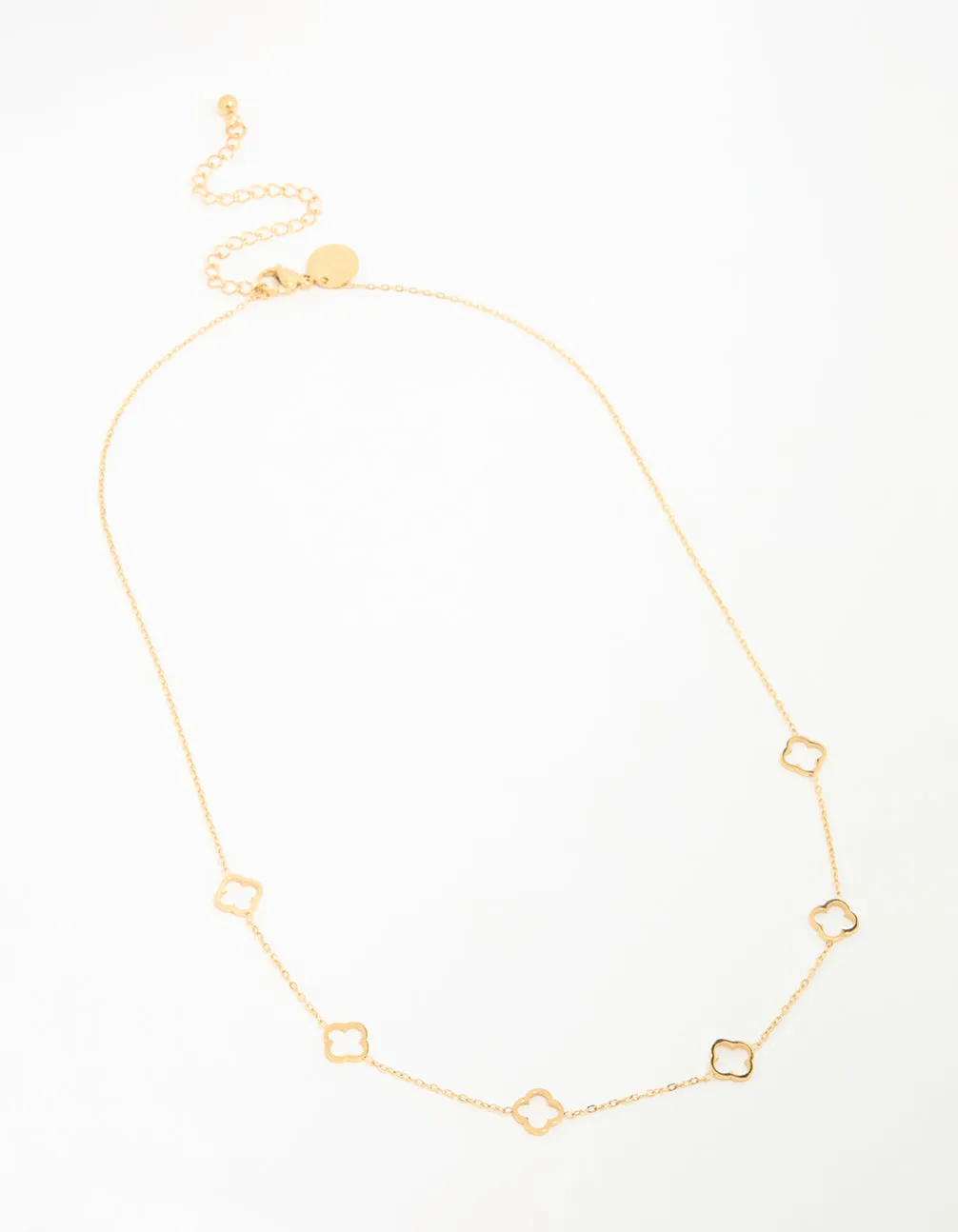 Waterproof Gold Plated Stainless Steel Hollow Flower Pendant Necklace