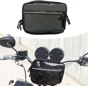 Waterproof Motorcycle Handlebar Bag – Universal Tool Storage for Harley, Softail, Dyna | Sissy Bar & Front Fork Mount | Fits Sportsters, Street Bob Fxbb
