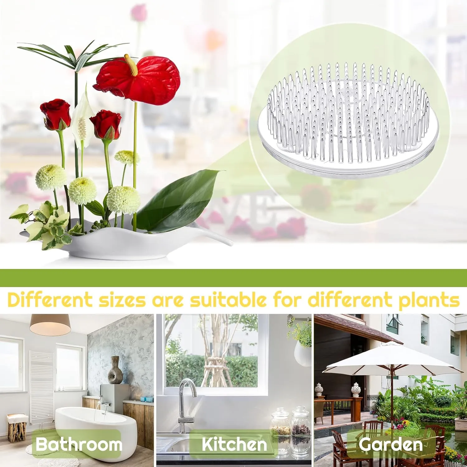 Waydress 16 Pieces Plastic Flower Frog Flower Pins Floral Frog for Arrangements Vase Japanese Floral Arrangement for Plant Decoration, Summer Activity, Wedding Decoration (Clear)