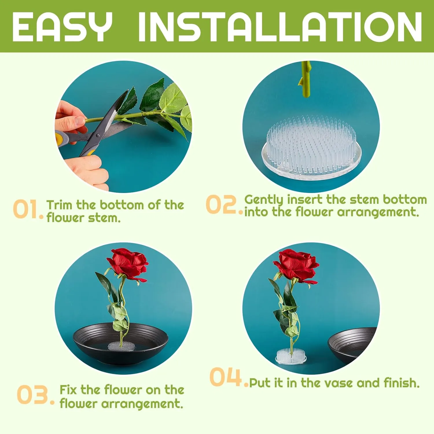 Waydress 16 Pieces Plastic Flower Frog Flower Pins Floral Frog for Arrangements Vase Japanese Floral Arrangement for Plant Decoration, Summer Activity, Wedding Decoration (Clear)
