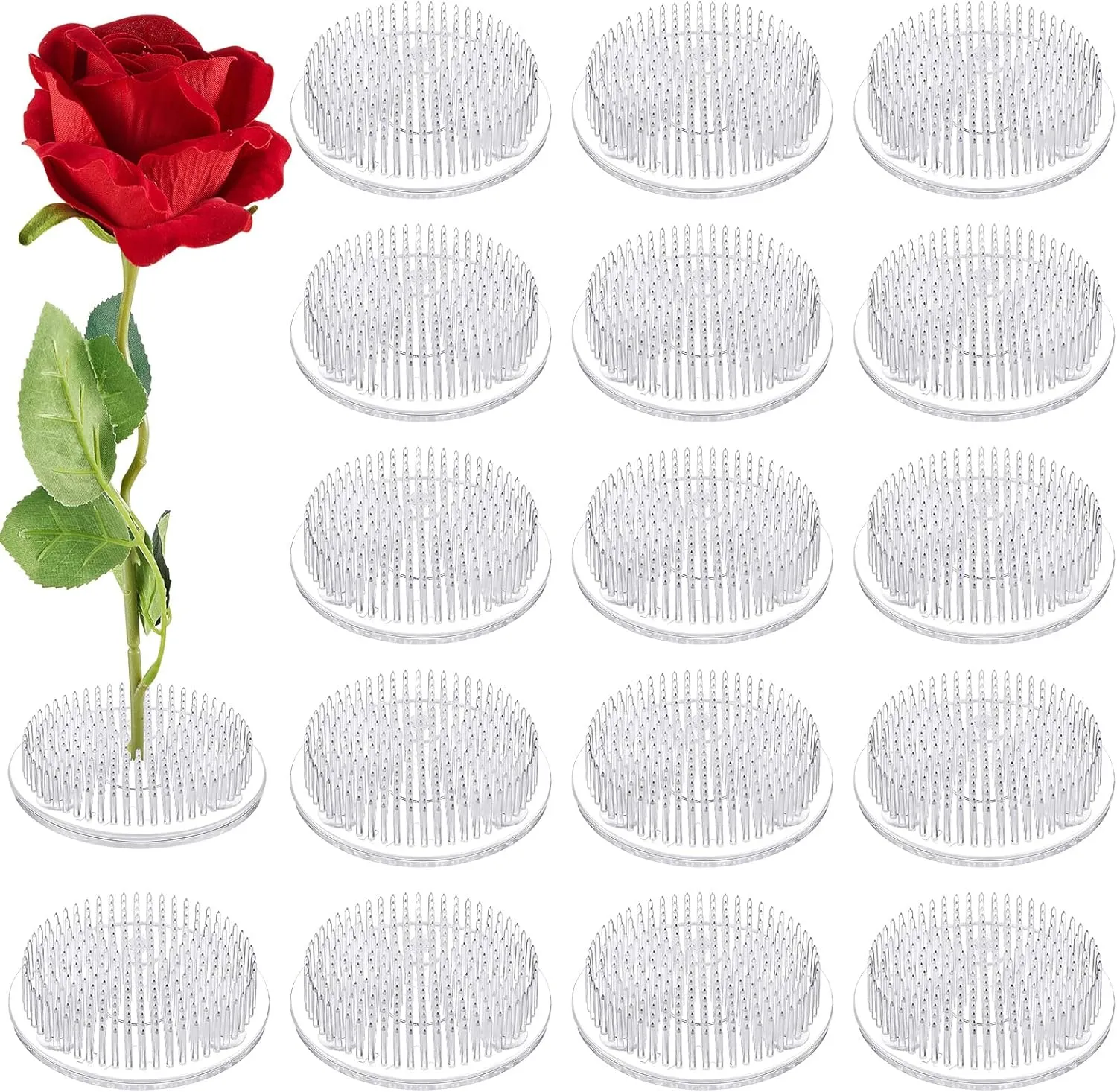 Waydress 16 Pieces Plastic Flower Frog Flower Pins Floral Frog for Arrangements Vase Japanese Floral Arrangement for Plant Decoration, Summer Activity, Wedding Decoration (Clear)
