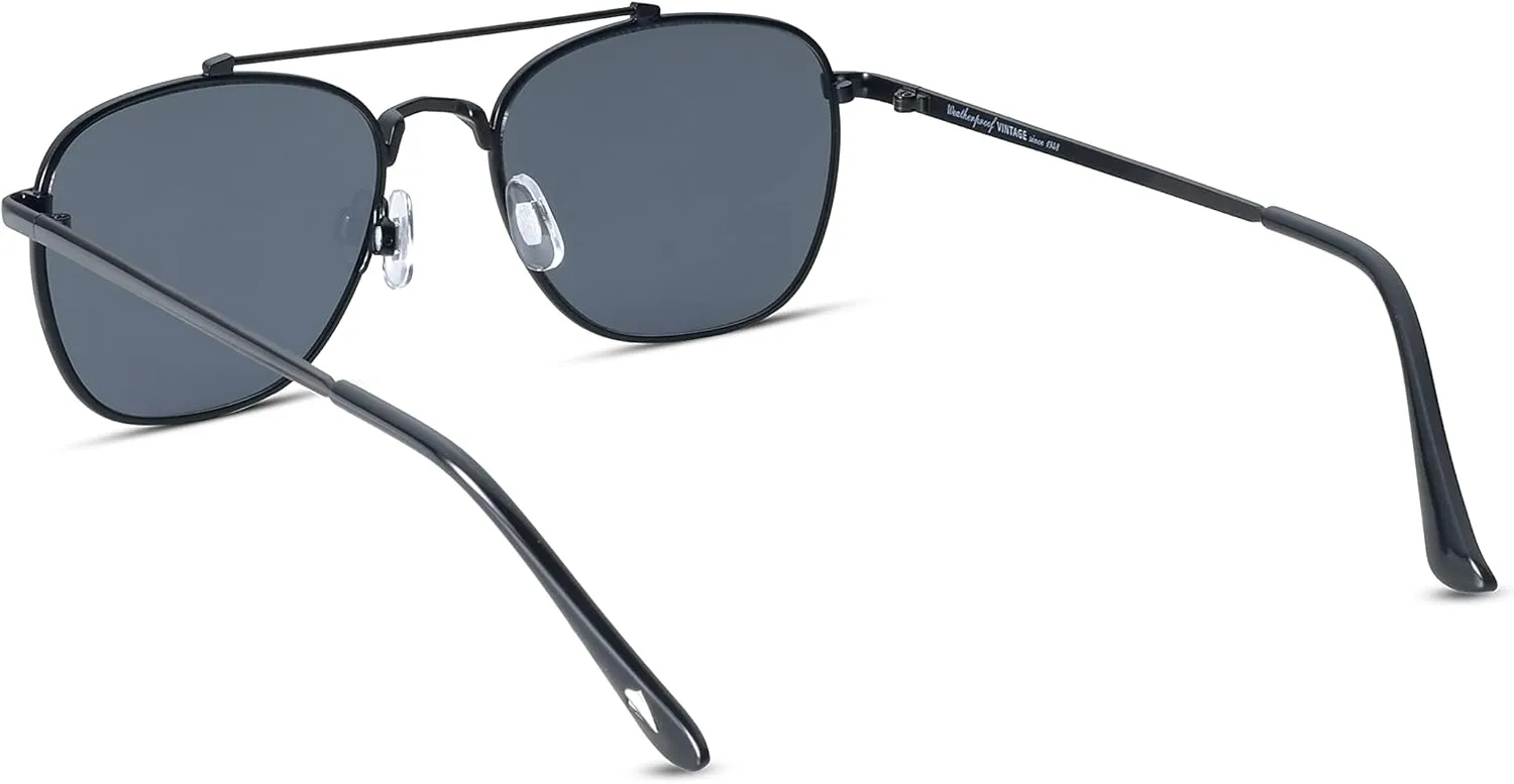 Weatherproof Vintage Designer Sunglasses for Men, UV400 Protection, Durable Metal Square Aviator Frame