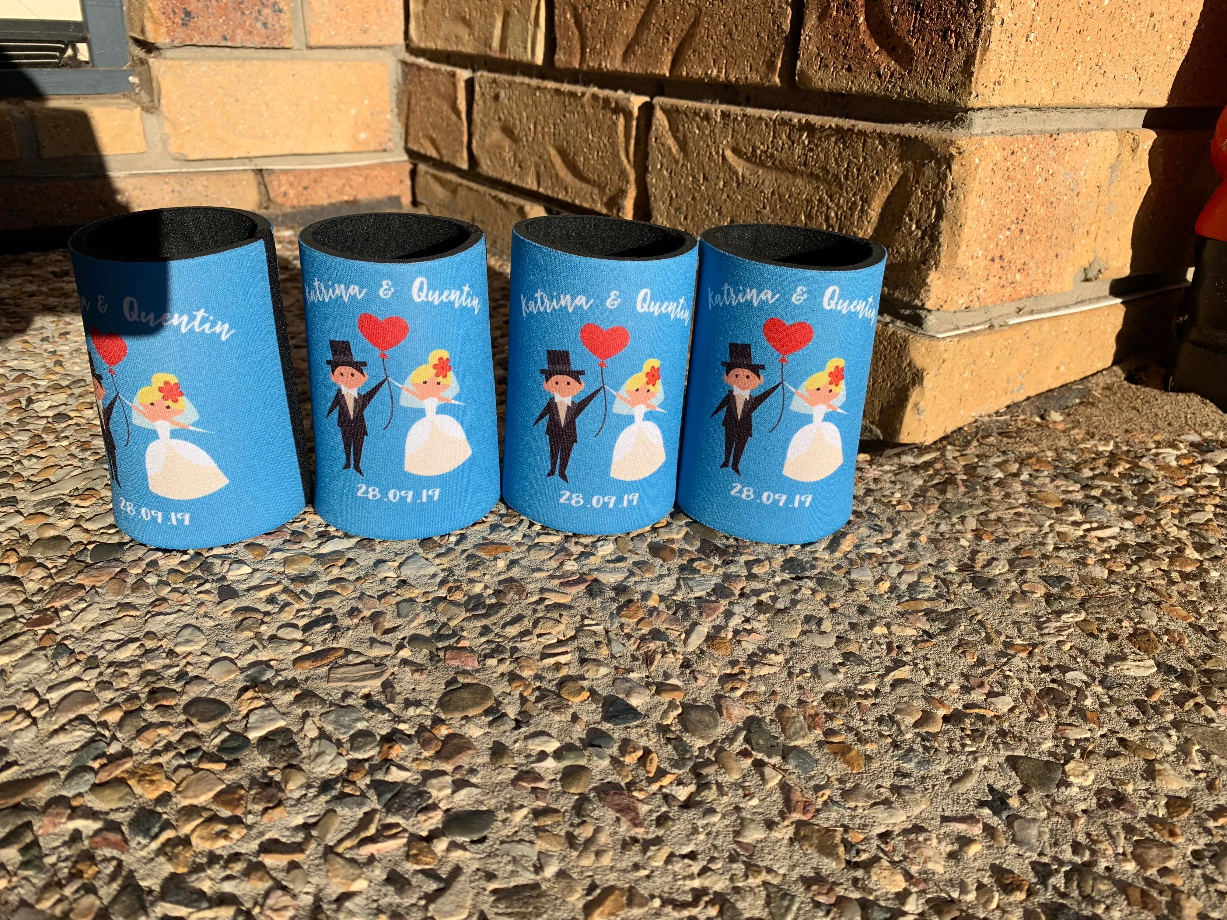 Wedding Stubby Holders - Cartoon Couple - To have and to hold