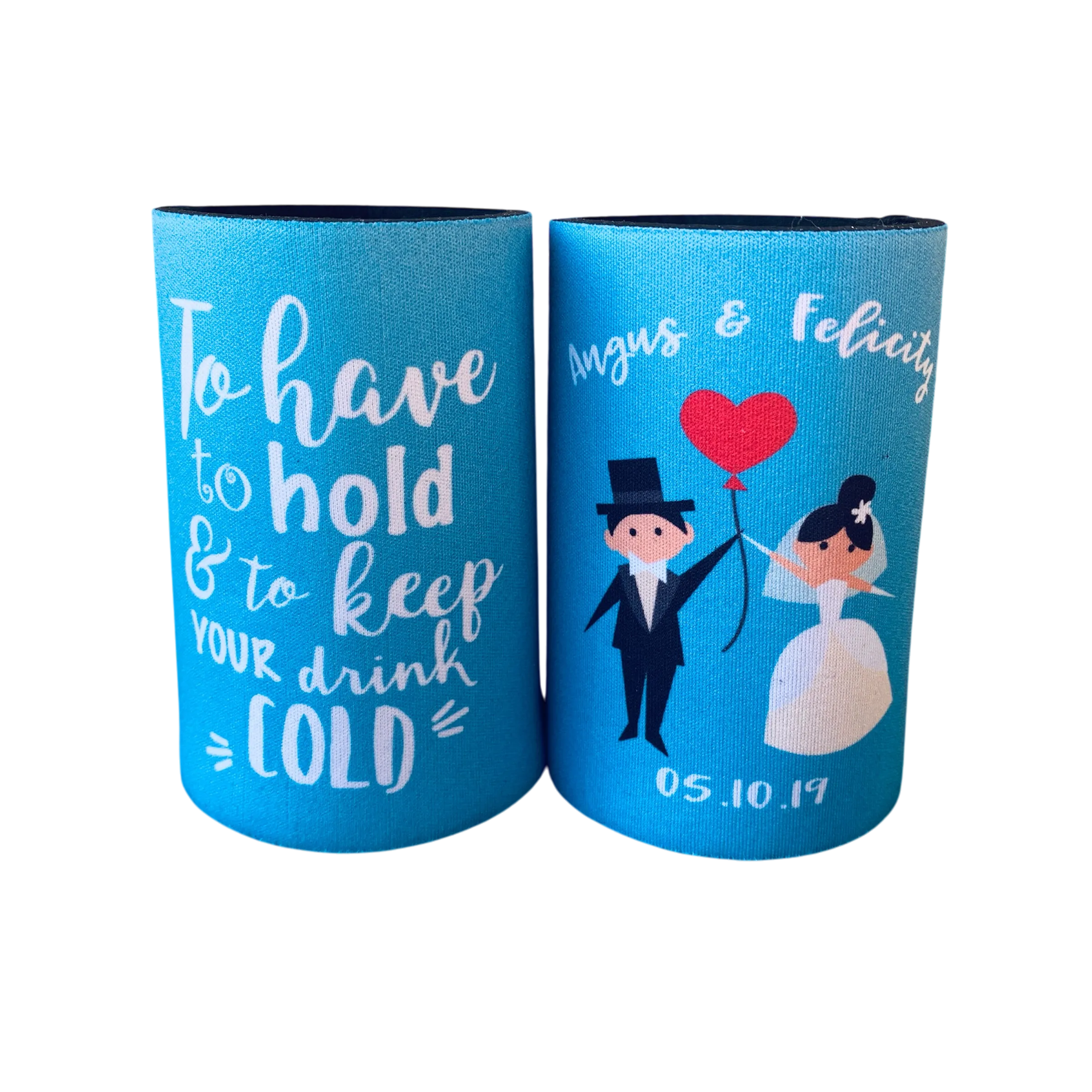 Wedding Stubby Holders - Cartoon Couple - To have and to hold