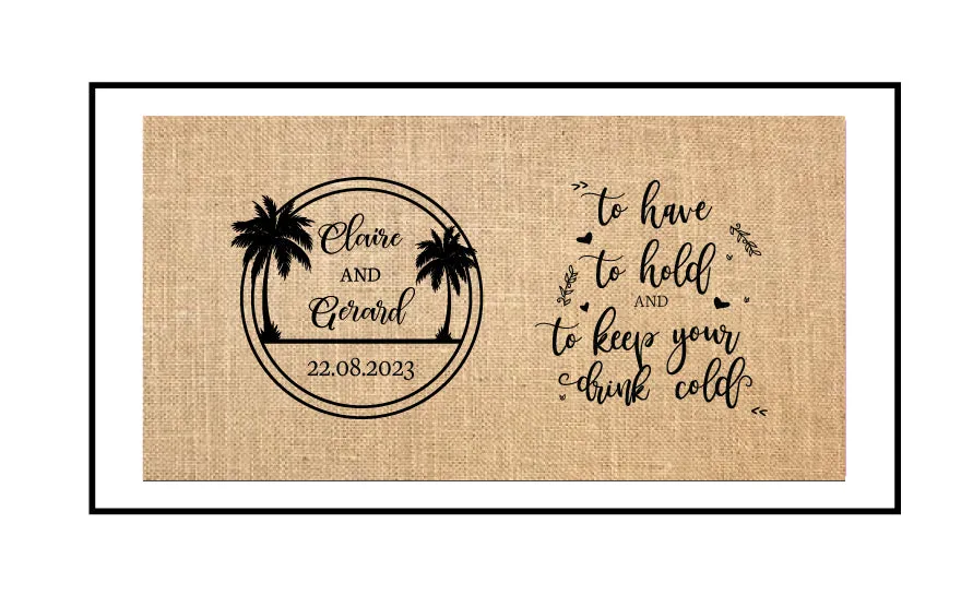 Wedding Stubby Holders  - Palm Trees - Beach Theme