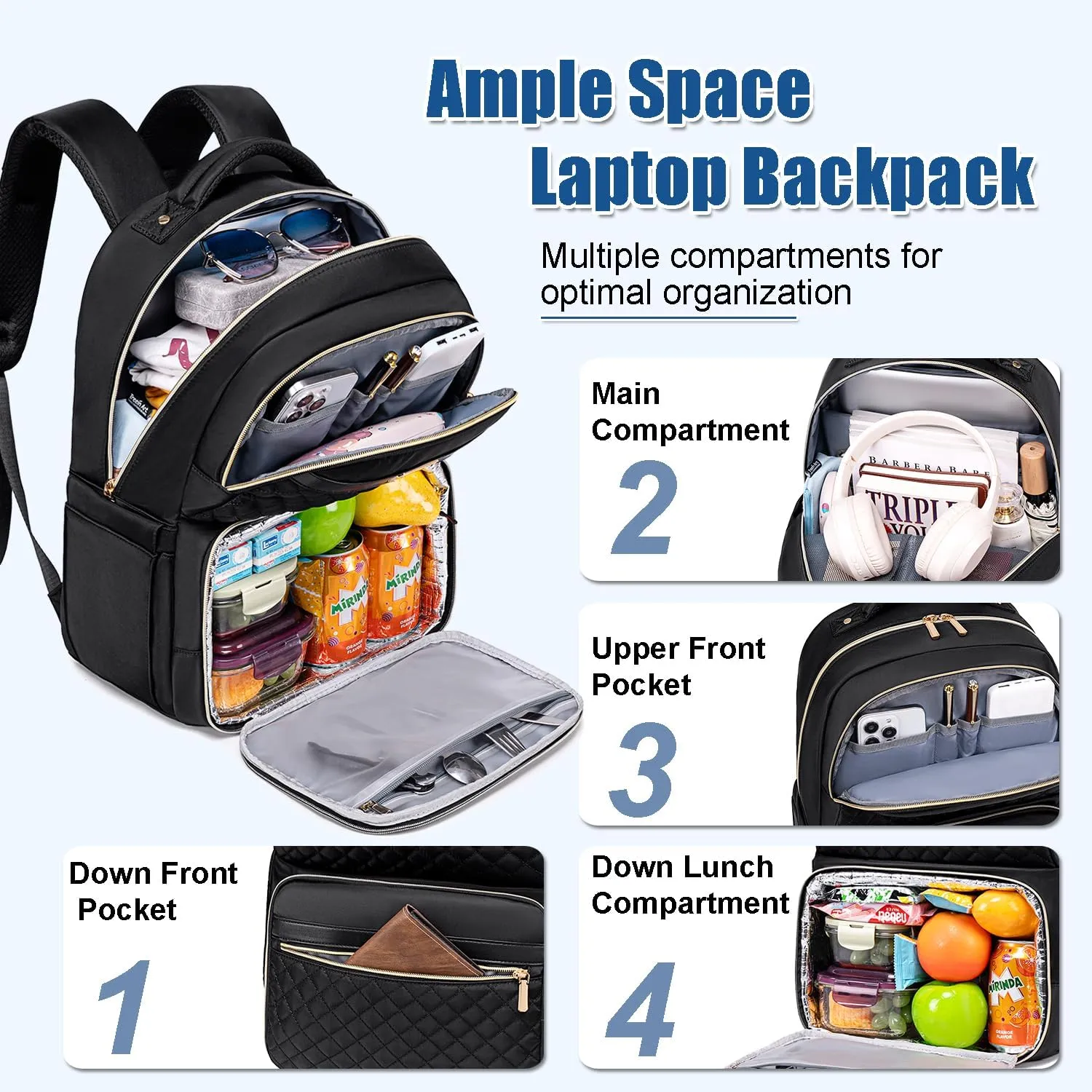 Weitars Lunch Backpack, Insulated Cooler Backpack 15.6 Inch Laptop Backpack For Women Men For Women Nurses Teacher Gifts for College Work Beach Camping Picnics Travel