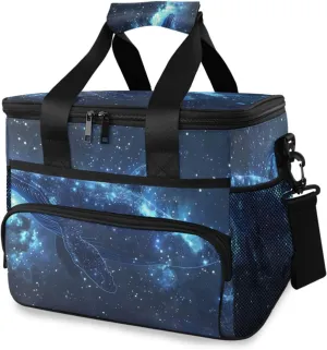 Whale Stars Galaxy Cooler Bag Insulated Cooler Soft Sided Cooler 24 Can Portable Picnic Bag Large Leakproof Lunch Bag Box for Beach Grocery Camping Travel Car Men Women