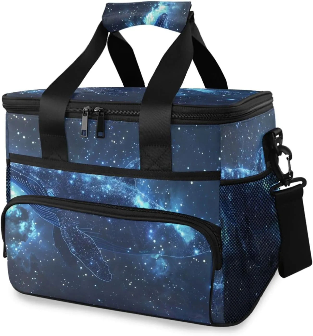 Whale Stars Galaxy Cooler Bag Insulated Cooler Soft Sided Cooler 24 Can Portable Picnic Bag Large Leakproof Lunch Bag Box for Beach Grocery Camping Travel Car Men Women