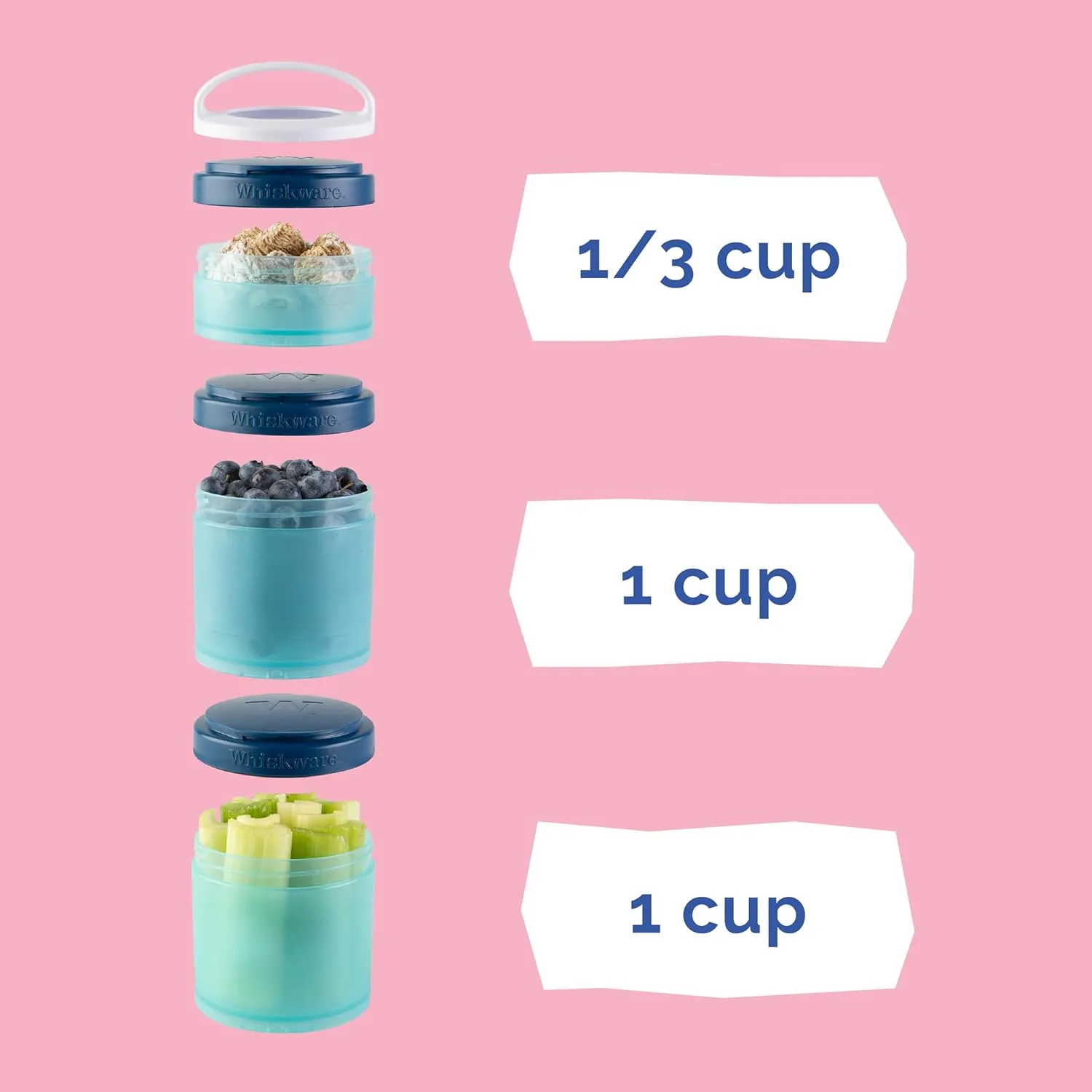 Whiskware Paw Patrol Stackable Snack Containers for Babies, Kids. and Toddlers, 3 Stackable Snack Cups for School and Travel, Backpack and Cupholder Friendly, Skye