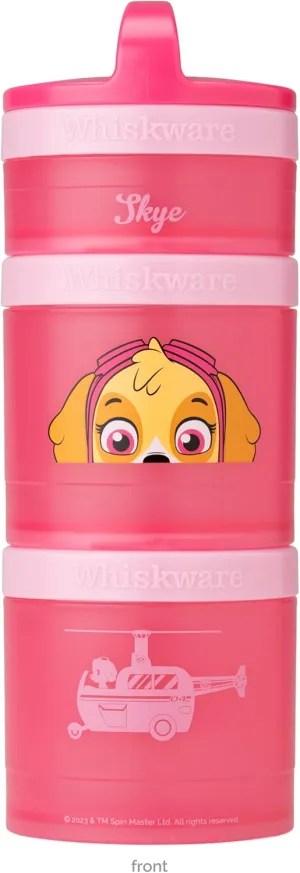 Whiskware Paw Patrol Stackable Snack Containers for Babies, Kids. and Toddlers, 3 Stackable Snack Cups for School and Travel, Backpack and Cupholder Friendly, Skye