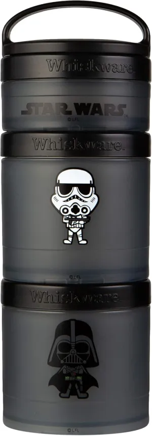 Whiskware Star Wars Stackable Snack Containers for Babies, Kids, and Toddlers, 3 Stackable Snack Cups for School and Travel, Formula and Cupholder Friendly, Stormtrooper and Darth Vader