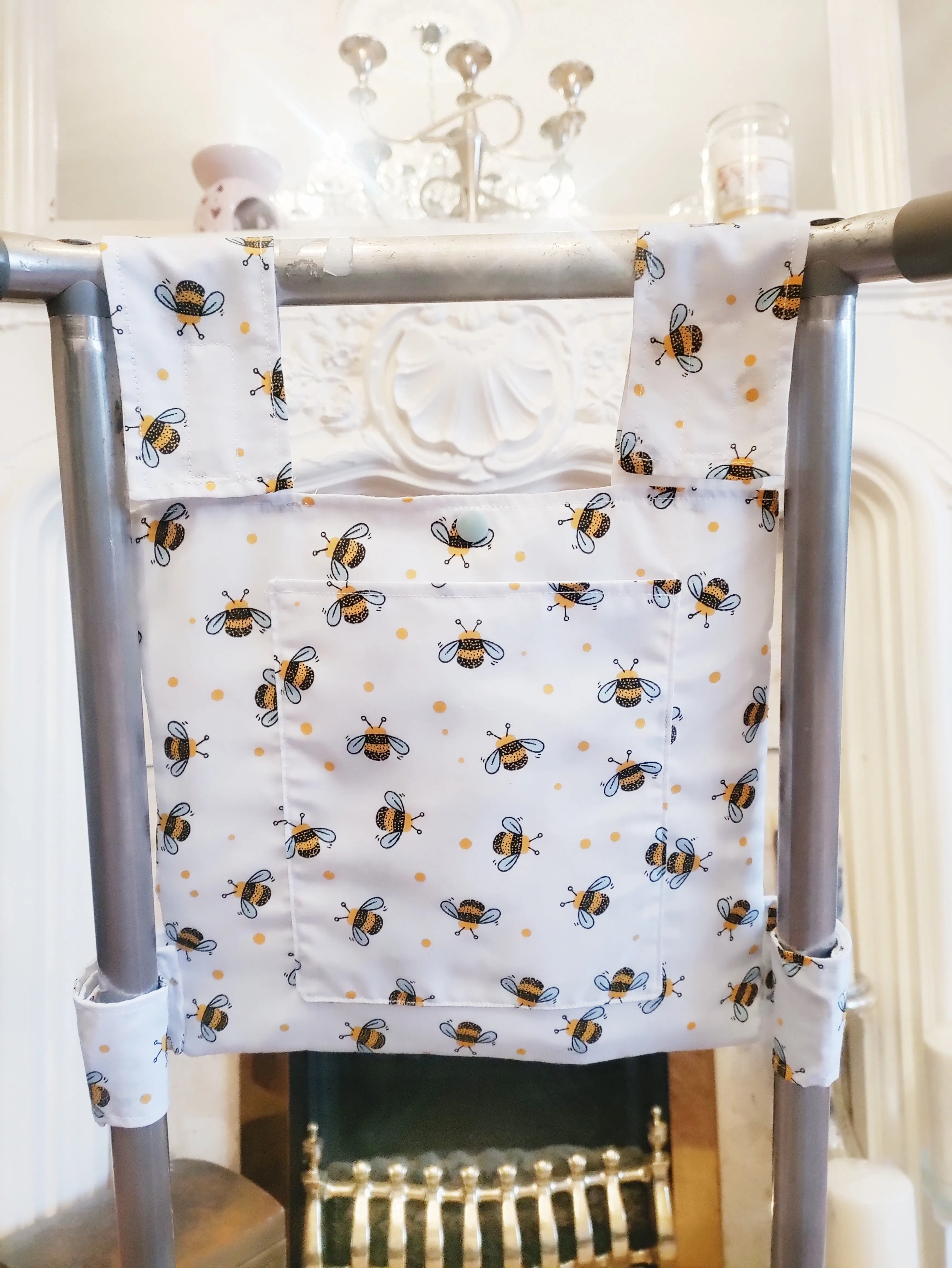 White bee Zimmer frame bag, walking frame bag, accessories, walking aid, handmade, bag, storage