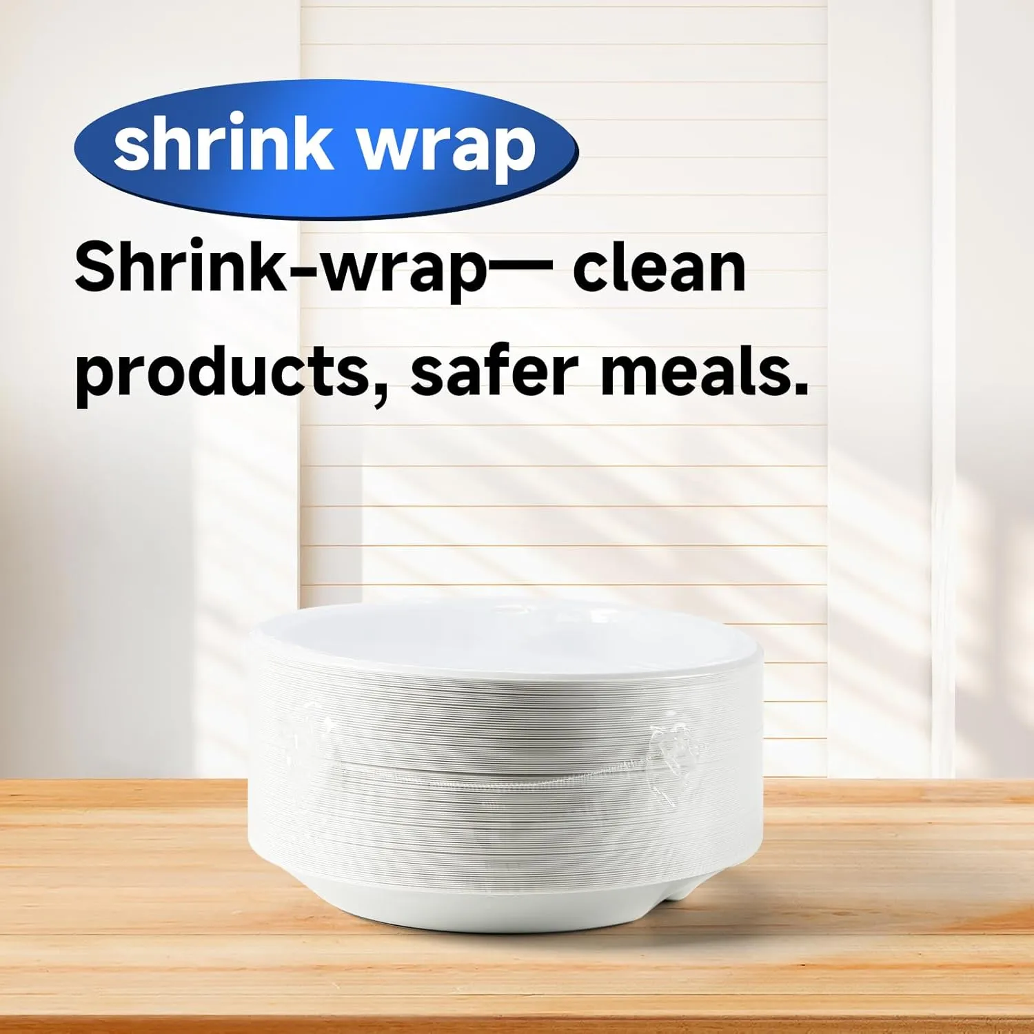White Plastic Plates, Reusable 150 Pack 10 Inch Heavy Duty Dinner Plate Microwave Safe Easy Serving MFPP Party Trays