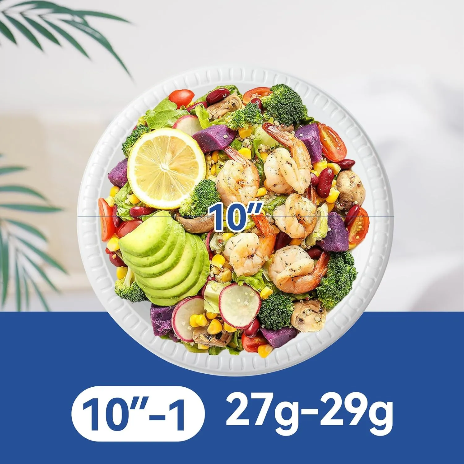 White Plastic Plates, Reusable 150 Pack 10 Inch MFPP Dinner Plate Heavy Duty Easy Serving Microwave Safe MFPP Party Trays